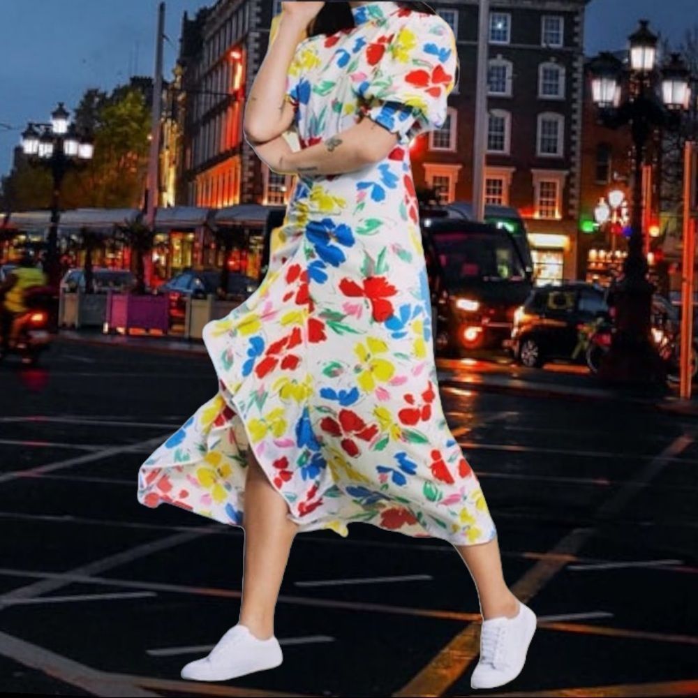 NWT Rixo Target white floral dress red yellow Sz 6